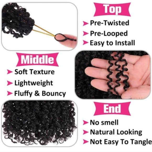 6 Packs Pre-looped Yanky Twist Crochet Hair 24 Strands/PCS Synthetic 12 - Picture 4 of 9